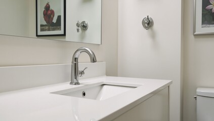 Obraz premium Modern and sleek bathroom design is depicted