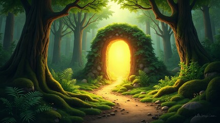 Magical Stone Archway in a Mystic Forest