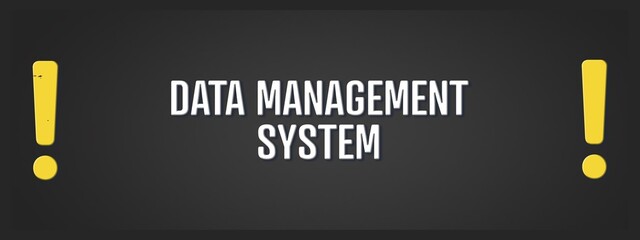 Fototapeta premium Data Management System. A blackboard with white text. Illustration with grunge text style.