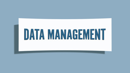 Data Management. A card isolated on blue background.