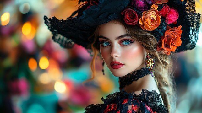 portrait of woman on Halloween masquerade