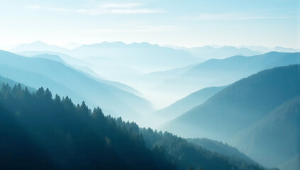 Fototapeta premium beautiful view of mountain, breathtaking mountain landscape with dramatic cloud formations majestic peaks pierce through a sea of mist creating a serene
