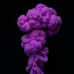 Obraz premium A vivid purple smoke cloud is depicted as an isolated subject against a plain backdrop