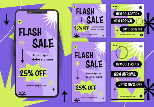 Purple And Green Flash Sale New Collection Promotion Template