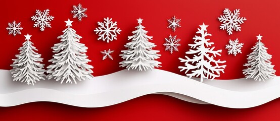 Snowfalling in the winter modern illustration with pine tree and snowflake background