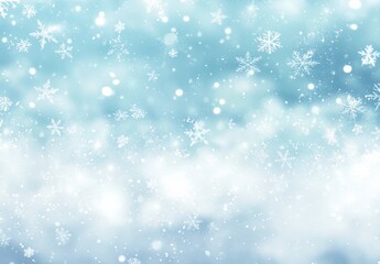 A blue background shows a falling snowfall in a winter scene. The flakes are defocused and the background is blue. The elements are white and texture is holiday.