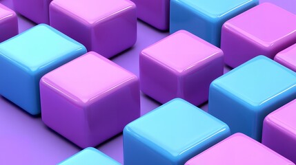 Obraz premium Blue and pink cubes on a purple background.