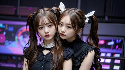 Fototapeta premium ツインテールの美少女03 ｜Beautiful girl with twin-tail hair 03 Generative AI 