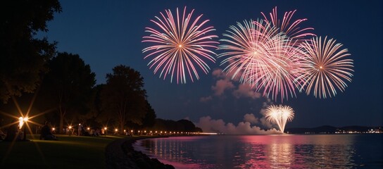 Fototapeta premium A romantic evening with dazzling firework displays
