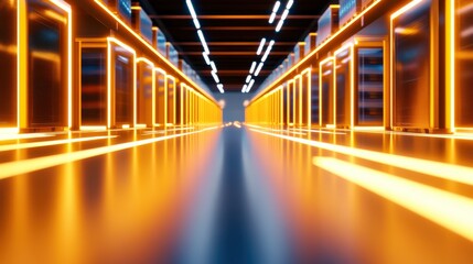 Futuristic AI Logistics Center Interior Design