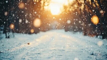 Naklejka premium Snowy pine forest winter background as a festive Christmas and new year backdrop.