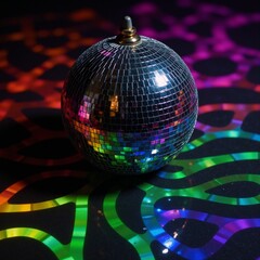 Obraz premium Vibrant rainbows reflected through a spinning cut-out disco mirror ball