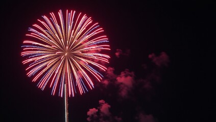 Fireworks burst vibrantly over a dark sky for IndependenceMemorial Day celebration