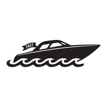 black speedboat on water, fast clip art preview