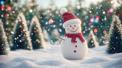 Obraz premium The Charming Snowman in Winter