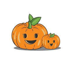 Cute Halloween pumpkin with a baby pumpkin