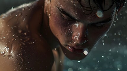 Minimalist studio portrait of a world-class swimmer