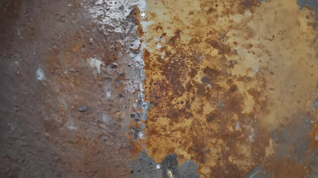 Rotating rusty metal surface with visible corrosion and worn-out areas creates a weathered, industrial look.