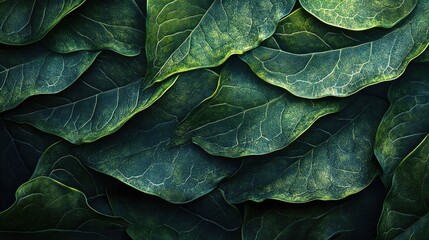 Fototapeta premium Detailed green leaf texture with rich natural patterns, creating a nature-inspired background for desktop or tropical cover.