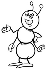 funny cartoon ant insect comic animal character coloring page