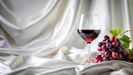 Elegant wine composition on white silk fabric background low angle, low angle, fabric, composition, silk, elegant,wine