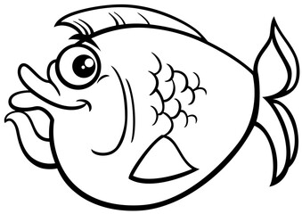 cartoon fish sea life animal character coloring page