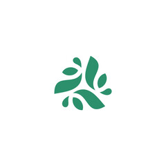 Abstract three leaf logo. leaf icon dynamic green color nature