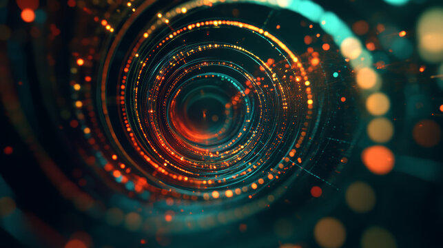 Illustrate a feedback loop where a system processes data,tests predictions,and adjusts itself.This could be represented by circular paths or spirals,where data enters,and refined outcomes are produced
