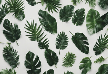 Naklejka premium Tropical leave top view flay lay blank mock up aesthetic empty in the middle