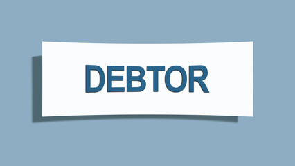 Debtor. A card isolated on blue background.