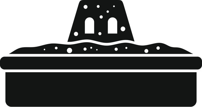 recommend clip art: Simple icon of a sandbox with a sandcastle on top, perfect for representing summer fun and childhood memories