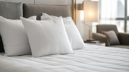 White pillow bed inside the bedroom house generative ai