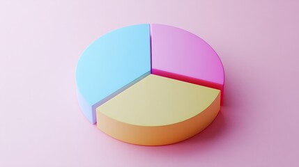 Fototapeta premium Colorful 3D pie chart on a pastel pink background generative ai