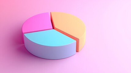 Fototapeta premium Colorful 3D pie chart on a pastel pink background generative ai