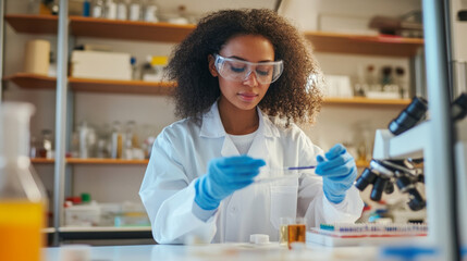 Assistant prepares biological samples in a laboratory setting during an afternoon research session