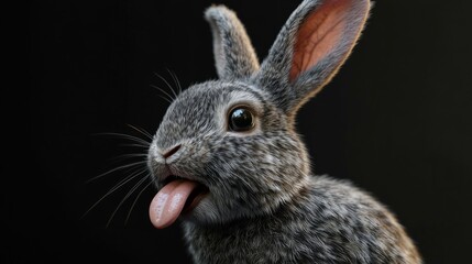 Obraz premium Rabbit, sticking out tongue, generative ai