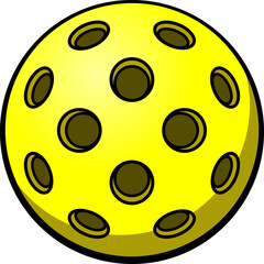 Pickleball Yellow, Hand Drawn Vector illustration, Isolated On Transparent Background
