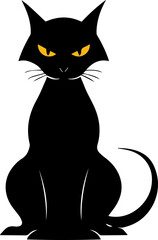 Obraz premium Halloween Black Cat Silhouette Vector Icon for Spooky Designs