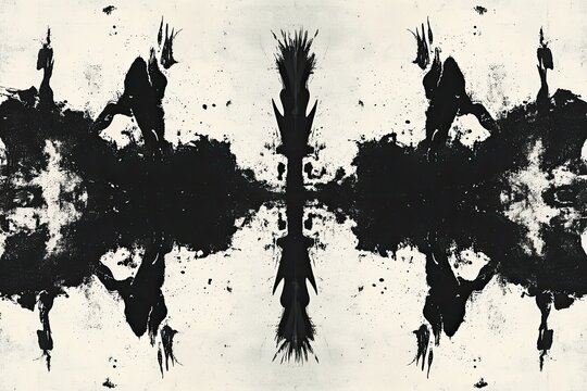 Ink blot Rorschach test inspired texture, with symmetrical shapes forming abstract patterns