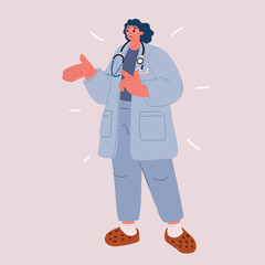 Cartoon vector illustration of a woman doctor