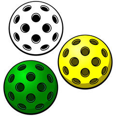 Pickleball Balls, Hand Drawn illustration, Isolated On Transparent Background