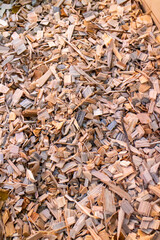 woodchippings for use as sustainable heating or as covering material in the garden area