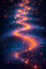 Fototapeta premium A blue and orange swirl of light and dark dots. The blue and orange swirl of light and dark dots creates a sense of movement and energy