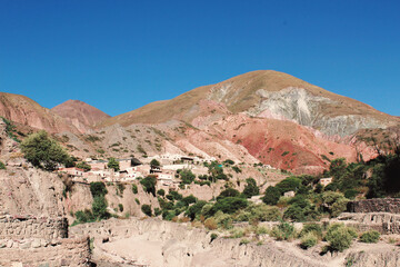 "Postcard" pic of close mountains and village  in Iruya, Salta, Argentina