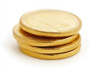 gold coin stack isolated on white