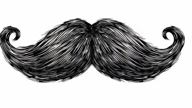 A simple black and white illustration of a curled mustache