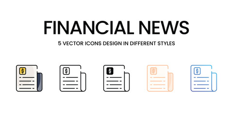Financial News vector icons set ready to use stock illustration