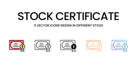 Stock Certificate vector icons set ready to use stock illustration