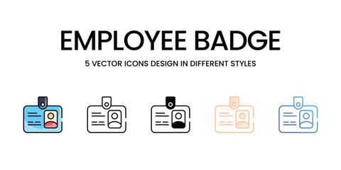 Employee Badge vector icons set ready to use stock illustration