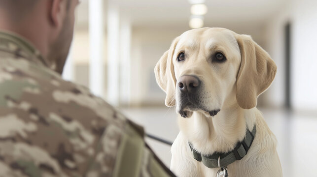 Soldiers training guide dogs for veterans with disabilities photo